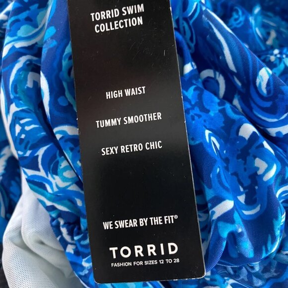 Torrid High Rise Ruched‎ Swim Bikini Bottom 4X Paisley Blue NWT SW-1809 - Picture 7 of 11